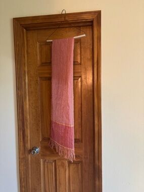 Red Checked Cotton Scarf with fringe